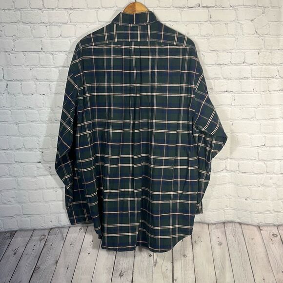 Ralph Lauren The Big Shirt Mens XL Green Plaid Cotton Long Sleeve Blue Pony - Picture 5 of 6
